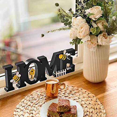 Wooden-Free-Standing-HOME-Spring-Sign-with-Bee-Rustic-Farmhouse-Decor-for-table-top-wall-tray-Shelf-and-Fireplace-Adorable-wooden-Summer-Decoration-for-Entry-Way Wooden Free Standing HOME Spring Sign with Bee Rustic Farmhouse Decor for table top wall tray Shelf and Fireplace Adorable wooden Summer Decoration for Entry Way