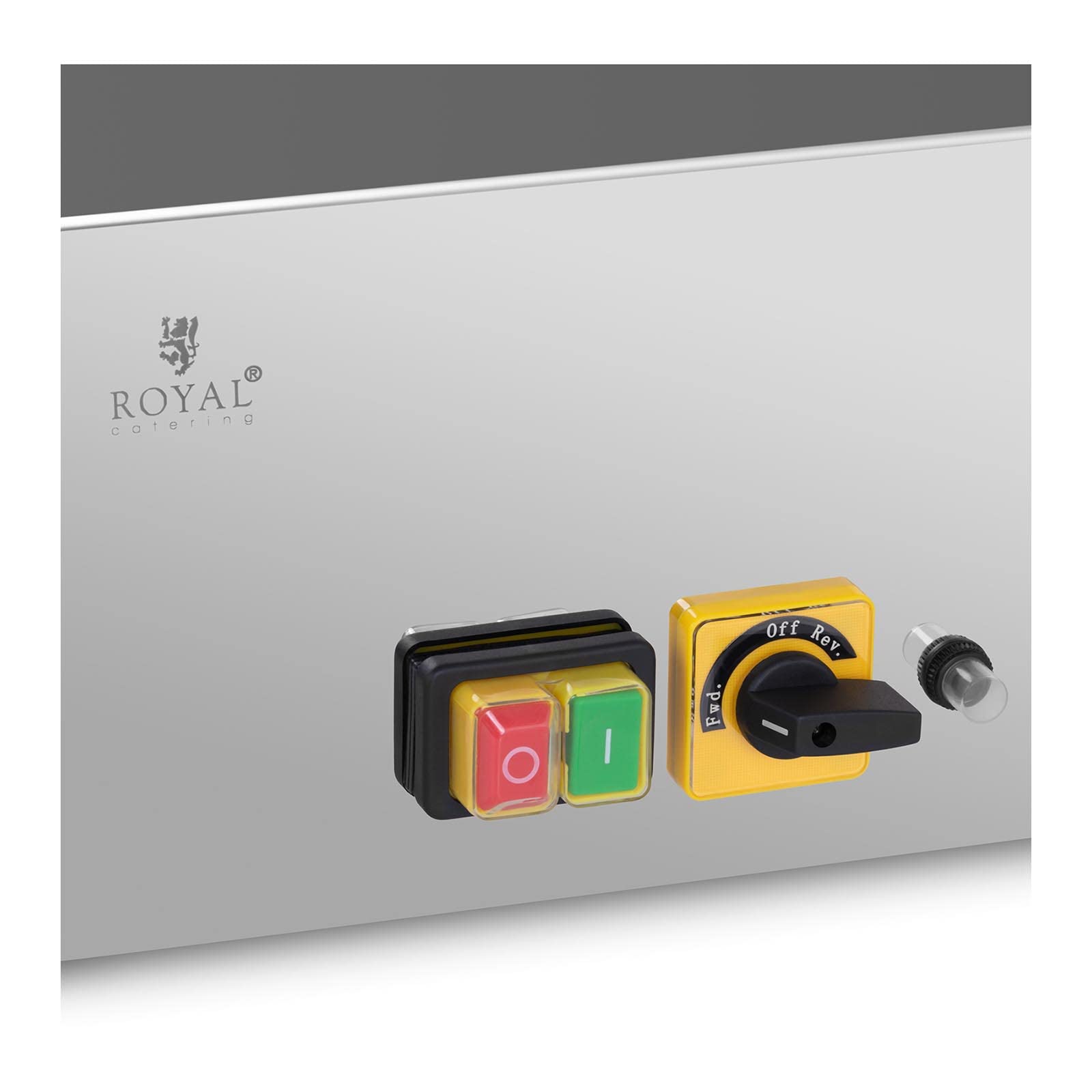 Royal Catering Fleischwolf elektrisch Edelstahl 1100 W 480 kg/h inkl. 2 Lochscheiben (Ø 4,5 / 8 mm) + Fleischstopfer Rücklauffunktion Fleischmaschine Hackfleisch-Maschine Elektro-Fleischwolf
