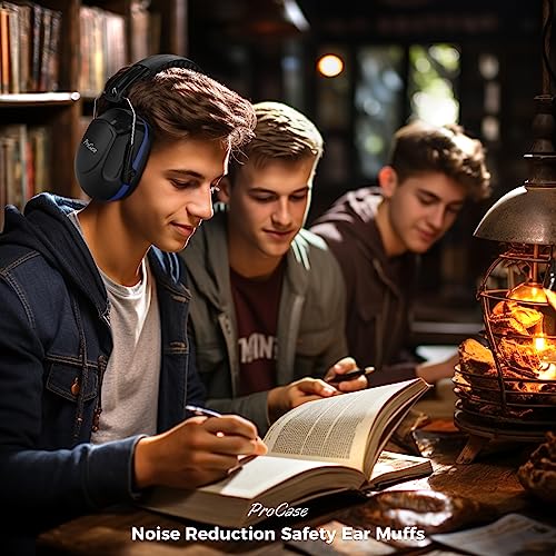Image of ProCase Noise Reduction Ear Muffs, Sound Proof Ear Protection, NRR 28dB Noise Cancelling Headphones for Adults Kids Autism, Hearing Protection for Mowing -Blue