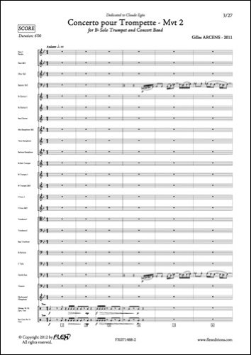 Concerto pour Trompette Mvt 2 G. ARCENS pour le concert de votre orchestre
