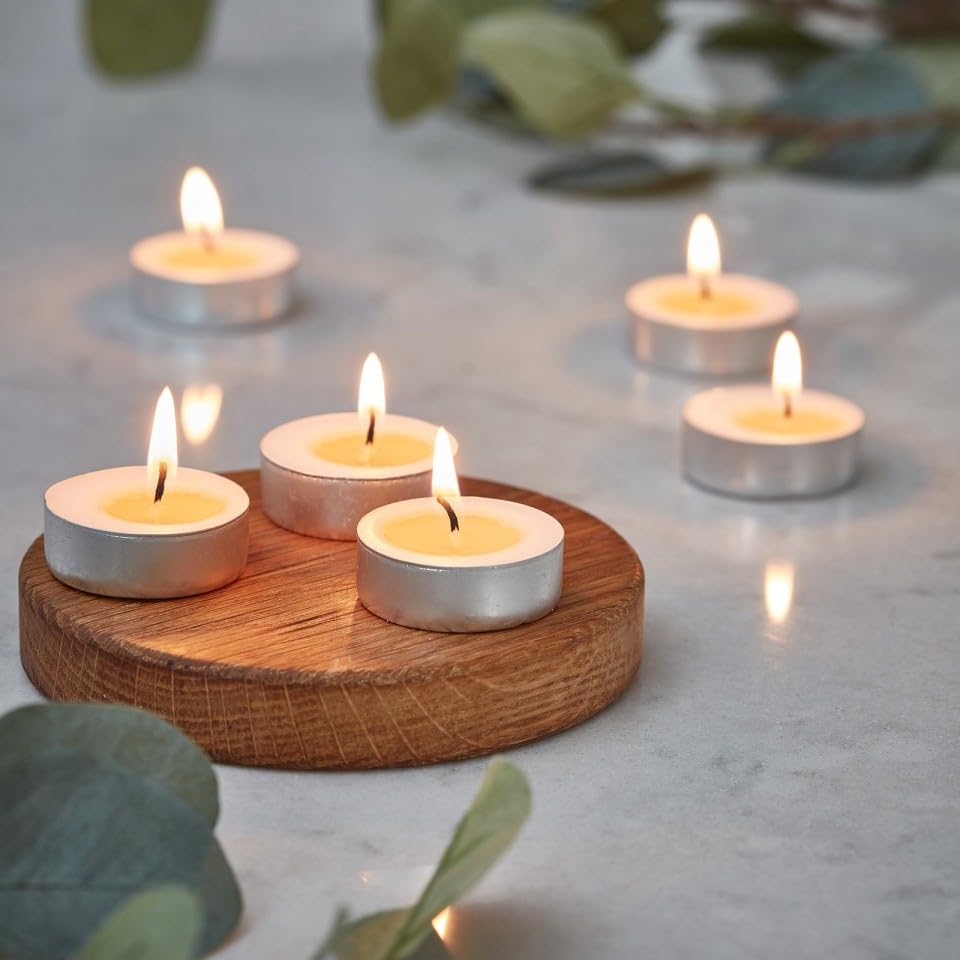 Marco Paul 20pck Unscented Tealight Candles 8 Hour Burn Time Long Burning Non Drip Tealights for Holders Wedding Dining Table Home Décor Mother's Day Gift