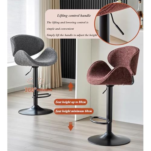 Tabouret de bar pivotant réglable hauteur comptoir cuir moderne avec dossier - 5