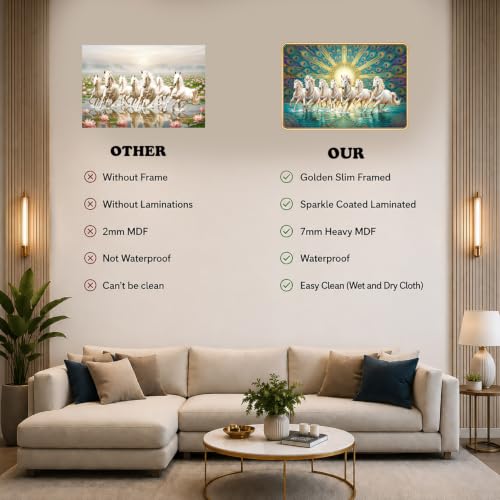 Image of 7 Running Horses Vastu Photo Frame, 8x12 Inch