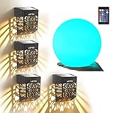 LOFTEK LED Night Light Ball, 8-inch 16 RGB Colors and Dimmable Globe Light with Remote（1P）+Solar...