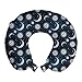 ABAKUHAUS Sol y Luna Cojín de Viaje para Soporte de Cuello, Cuerpos celestes Mystic, de Espuma con Memoria Respirable y Cómoda, 30x30 cm, Violeta Azul Gris