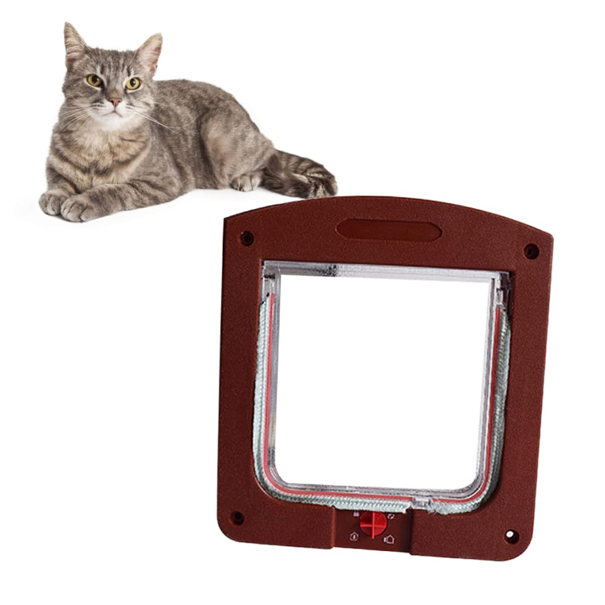 SUPVOX Sleek Cat Door Pet Gate Indoor Two-Way Cat Door Brown Small Size Easy Install