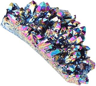 BESPORTBLE Rainbow Cluster, Titanium Coated Natural Rainbow Crystal Cluster Geode Stone Specimen - Desktop Ornament for Home Office (Random Style)