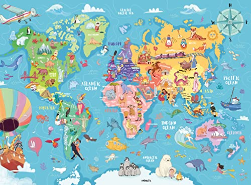 Puzzle 100 pièces : La carte du monde Ravensburger France - vue 6