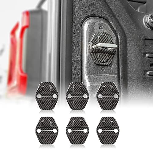 Voodonala for JL Door Lock Cover Buckle Decor Trim for 2018-2021 Jeep Wrangler JL JLU, for Jeep Gladiator JT 2020 2021, ABS Exterior Accessories, 6PACK(Carbon Fiber Black)