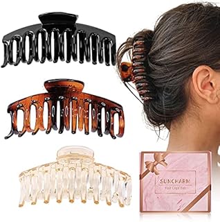 Hair Claw Clips for Thick Hair - 3pcs 4.3 ABS Nonslip Jumbo Hair Clips Strong Hold Hair Jaw Clips Big Hair Clips French Design Hair Styling Accessories for Women Girls with Case