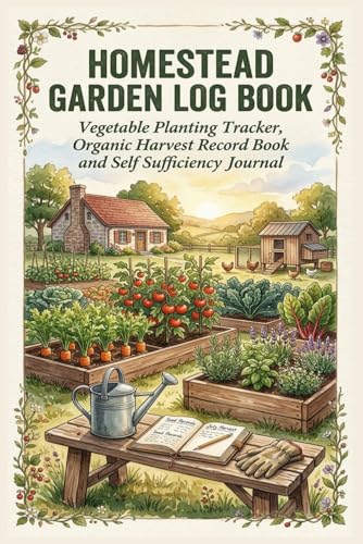 Homestead Garden Log Book: Vegetable Planting Tracker, Organic Harvest Record Book and Self Sufficiency Journal