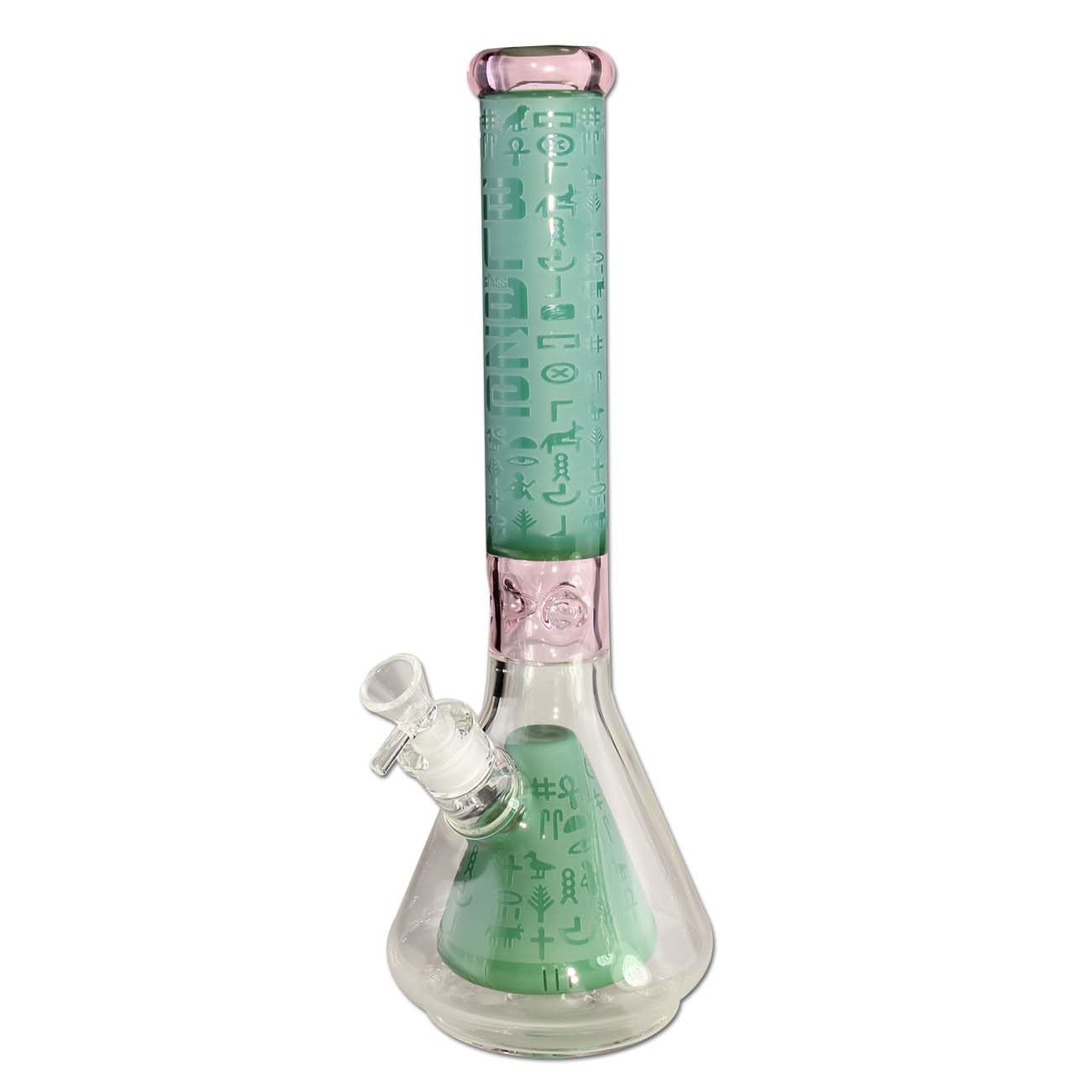 Blaze Pharao Beakerbong Ice - Bong robusto con geroglifi, 41 cm, per un piacere fresco, verde