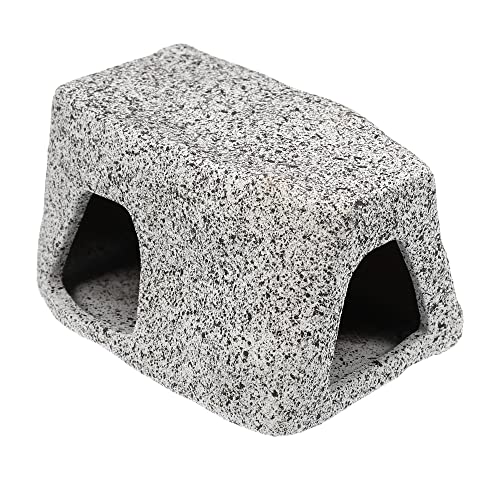 VOCOSTE 3.15x2.20x1.77 Inches Aquarium Hideaway Rock Cave, Ceramic Fish Tank Decoration Stone for Aquatic Pets to Breed Play Rest Gray