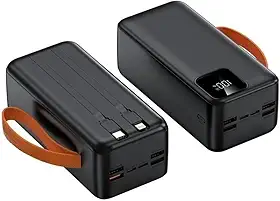 Carregador Portátil 50000mAh Potente Power Bank Turbo 22.5W Bateria Externa Alta Capacidade Universal (preto)