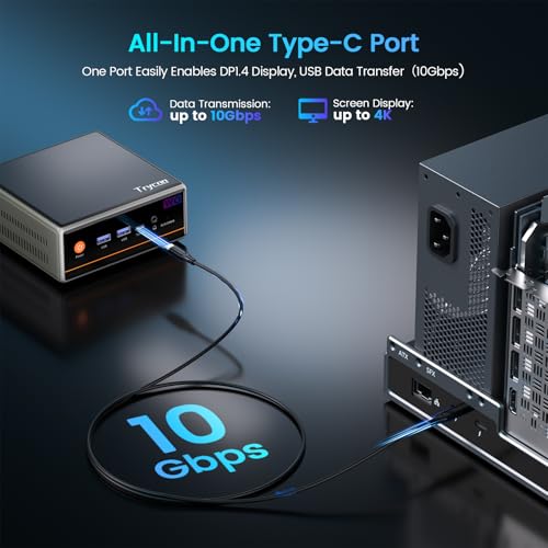 Trycoo Mini PC Gaming, Ryzen 5 5600H (Beats 5700U/7430U),AMD Micro pc Mini Desktop Computer 16GB DDR4 RAM/512GB SSD,Type-C/HDMI/DP/HD,Triple 4K Display,WiFi6/BT5.2/USB3.2 for Home Game OpenClaw AI - Image 5