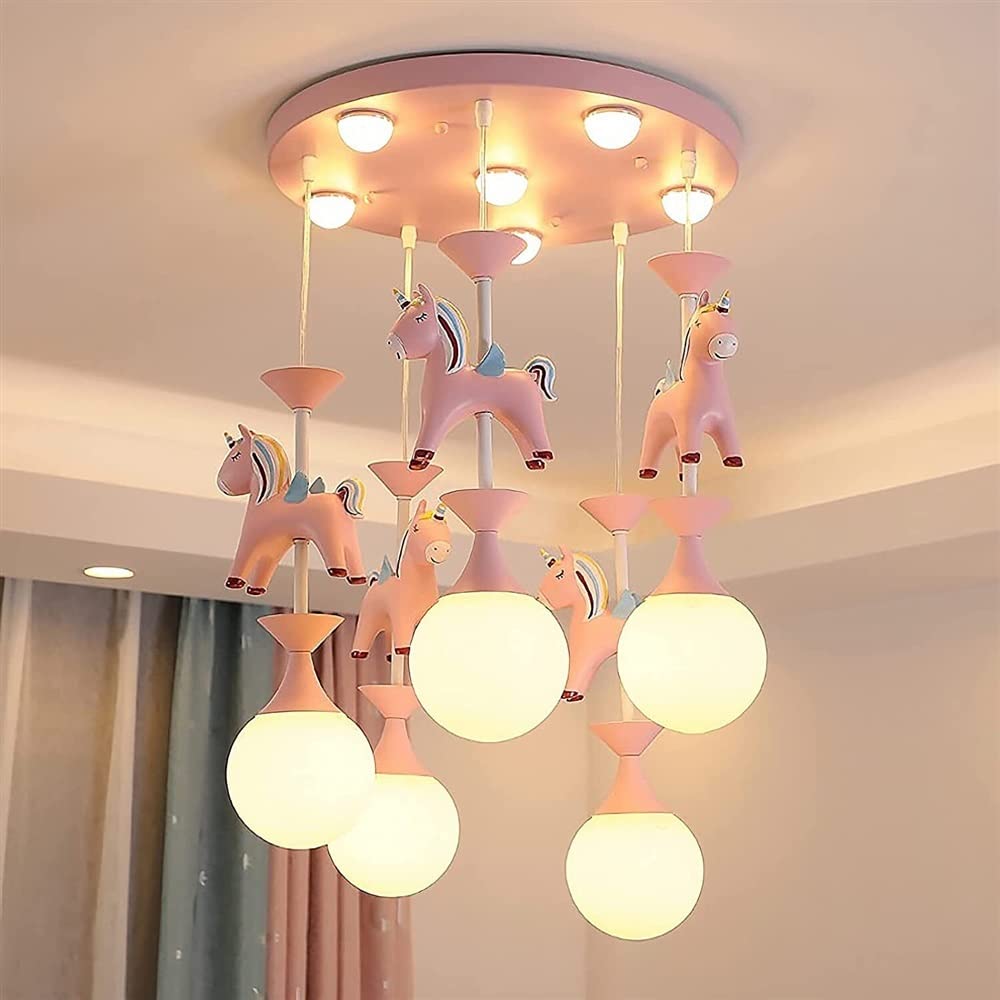 Oświetlenie sufitowe Cartoon Jednorożec Lampa sufitowa Nordic Dreamlike Pegasus Led Żyrandol Kreatywna prosta lampa wisząca LED Oświetlenie sufitowe dla chłopców i dziewcząt Sypial