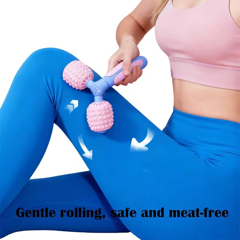 Ryoma Cat Paw Dual-Roller Massager, Portable Handheld Massage Roller, Muscle Kneading Sensation, Silicone Softness Comfortable Massage Tool, Suitable for Gifting and Personal Use