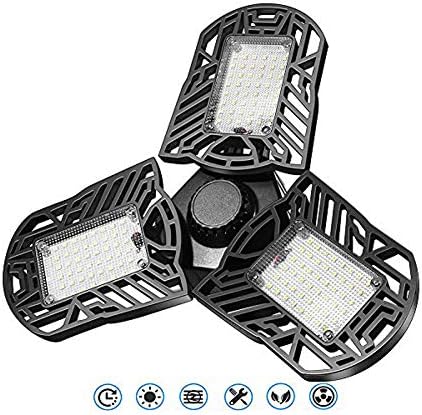LED Garage Lights, 60W E26/E27 6000LM Deformable Basement Lighting for Full Area, LED Garage Light Bulb for Workshop,Industrial Lamp， barn, Cellar，Warehouse etc (No Motion Activated) (60)