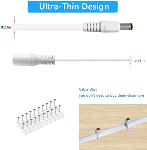 Miniatura 4 de Paquete de 2 cables de extensión de alimentación CC de 20 pies, 0.083 in x 0.217 in, 12 V CC, adaptador de fuente de alimentación CCTV para cámara