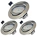 Focos Empotrables LED, Juego de 3, 7W LED Luz de Techo Blanco Cálido 3000K 600LM 230V Agujero Abierto Tamaño 75 mm No regulable, Downlights Giratorios IP44 Para Baño de Habitacion