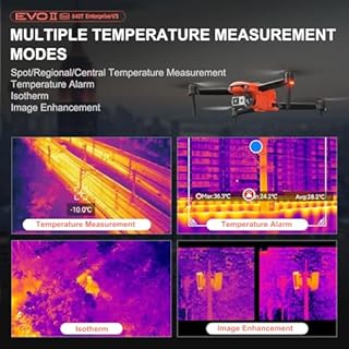 Autel Robotics EVO II Dual 640T Enterprise V3, Support Remote ID, 640 * 512@30 fps T~hermal Imaging, 0.8" RYYB CMOS 8K Sensor, DRI Ranges, 1-16x Zoom, 42 Mins,15KM Transmission
