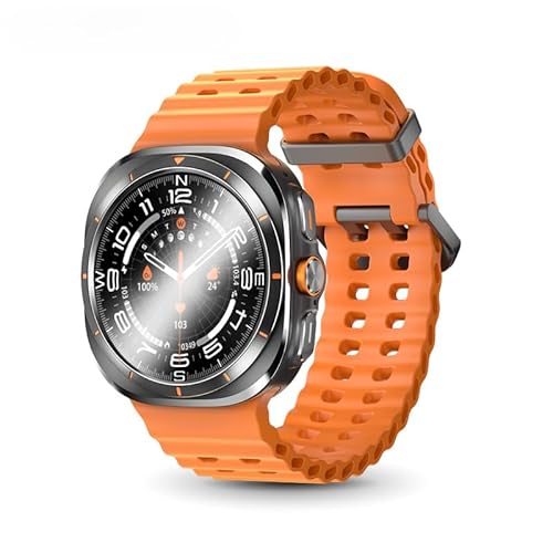 Reloj inteligente de 47 mm 7 Ultra para hombres y mujeres, AMOLED NFC brújula IP68, resistente al agua, frecuencia cardíaca, SpO2, reloj inteligente deportivo para Android e iOS (naranja)