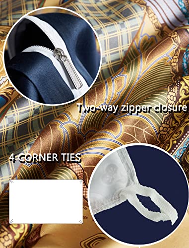Morromorn Gold Duvet Cover Queen 3 Pcs Aesthetic Bedding Comforter Sets Boho Regal Retro Pattern Shabby Chic Soft Gorgeous (Golden Palace, Full/Queen) #TOP4