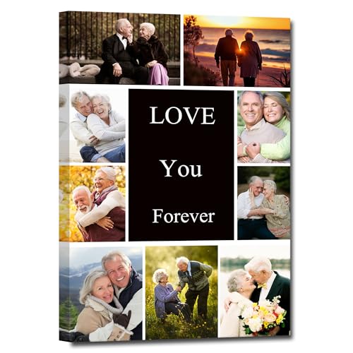 TLZKHTS Custom 10 Photo Collage Canvas Wall Art Framed Customize