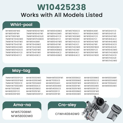 WPW10605427 W10425238 Washer Drain Pump Assembly Fit for Whirl-pool May-tag Washer Drain Pump WFW75HEFW0 WFW8540FW1 Replaces W10425238 WPW10425238 W10918044 W10605427 W10799065 by AMI PARTS by AMI PARTS - Image 7