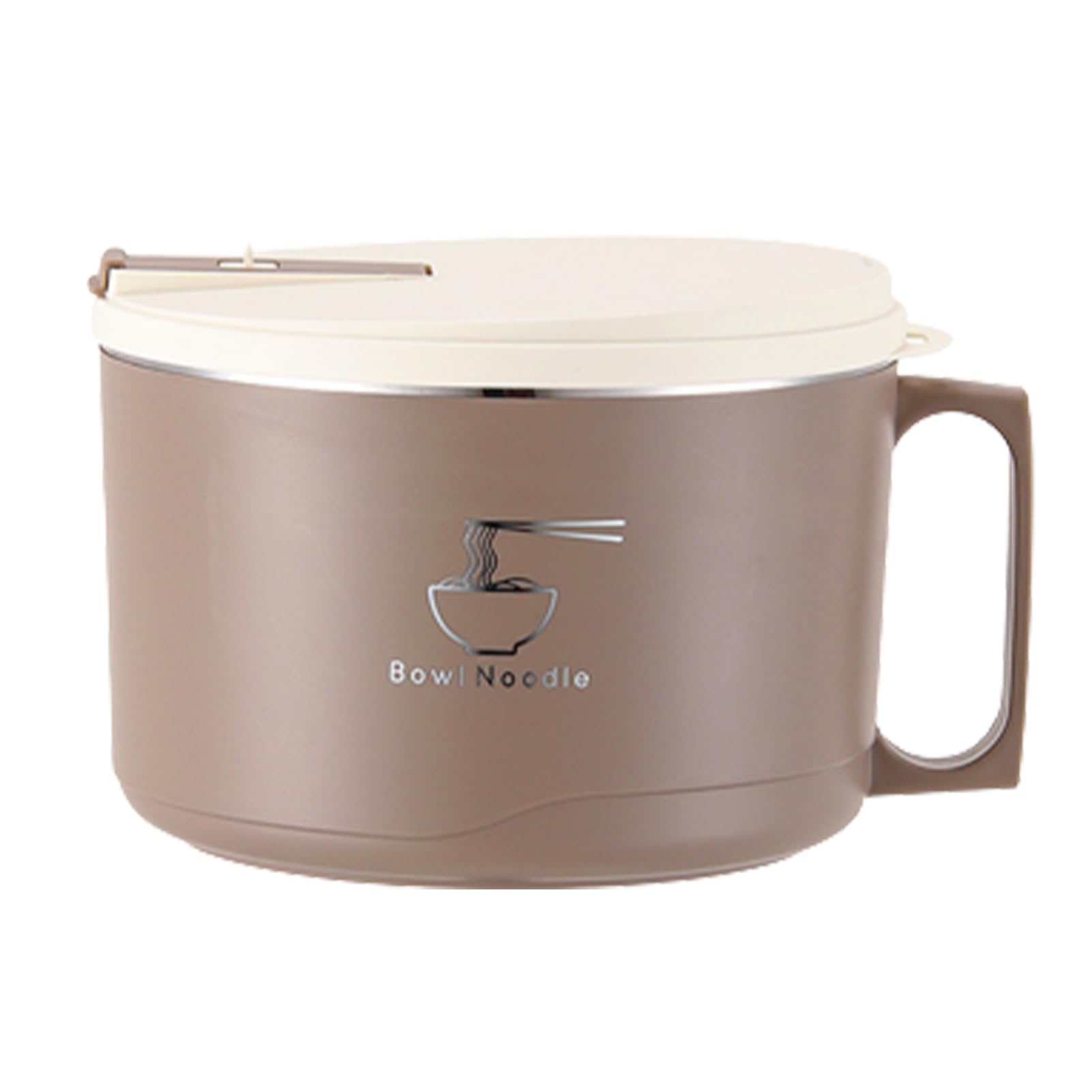 FIYSON Instant Noodle Bowl, 1700 ml, Stainless Steel Bento Box, Portable, Leak-Proof, Instant Pasta Bowl, Rice Bowl, for Food with Lid and Lid, Soup Bowls (Khaki, Large)