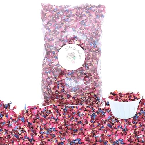 PETALES BOHEME - 1 litre Confettis Fleurs séchées Mariage Naturels biodégradables Pétales de Rose Bleuet - Décoration Table Bohème Champêtre | Artisanat...