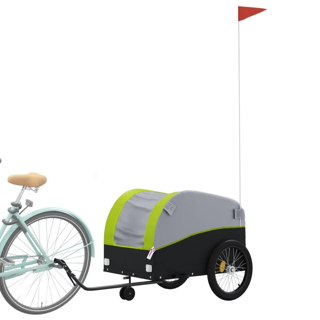 Mangloder Fahrradanhänger Schwarz Blau Eisen robuster Lastenanhänger mit Deichsel, Sicherheitsflagge, faltbar, ideal für Transport, Camping, Ausflug, Familie, Gepäck, Hunde, Kinder, Einkauf