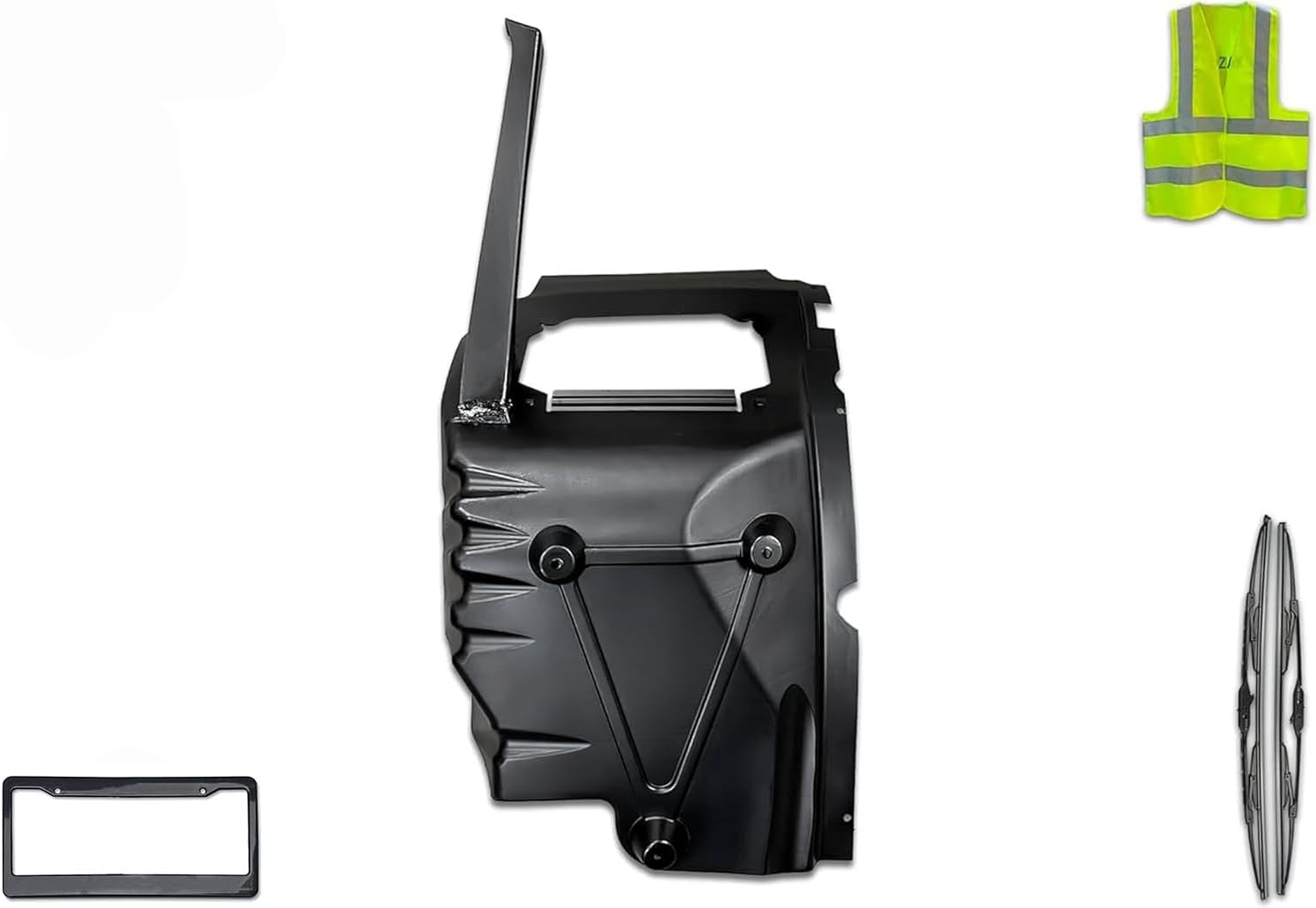 KOZAK Liner Fender without Cover L46-1102R Right Passenger Side Compatible with Kenworth T680 Next Gen 2022+, Includes Logo, 2x 22" Wipers, License Plate Frame and Vest