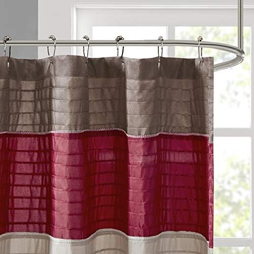 Image of Madison Park MP70-221 Monroe Shower Curtain, 72 x 72 inch, Red