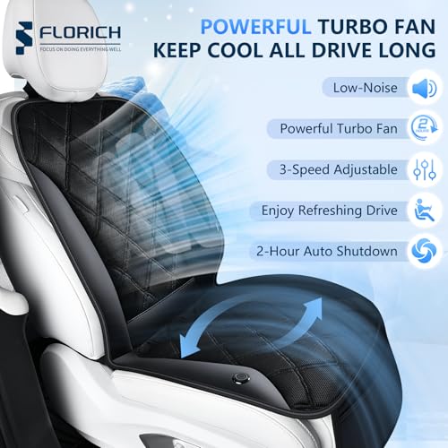Image of FLORICH Cooling Car Seat Cover Ventilated Cooling Car Seat Cushion with 3-Speed Adjustable Cooling Seat Pad Universal Fit Car SUV Truck Van for Summer Driving, Black