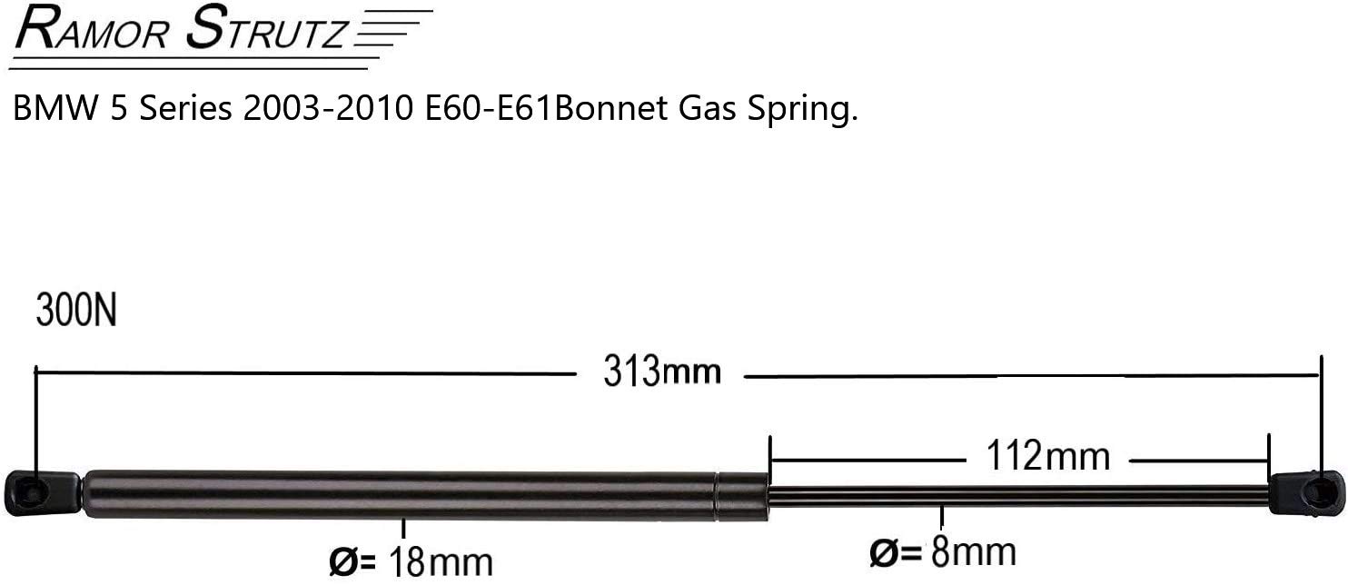 2 Vérins à Gaz de Capot Compatibles avec une BMW Série 5 E60 E61 2003-2010. Remplacement pour 51237008745