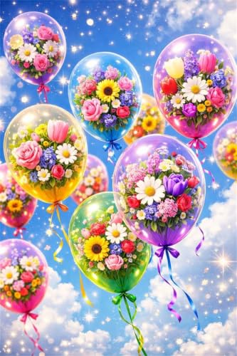 Rompecabezas para adultos de 100 piezas con diseño de flores y globos de 40x28 cm
