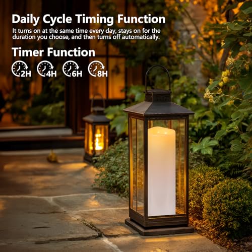 Image of Kimjo 14 inch x 4 inch Large Outdoor Waterproof Candles with Timer Remote, 2 Pack