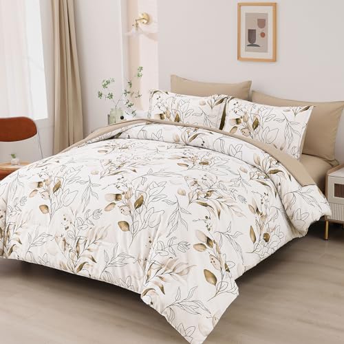 Parure de lit 7 pièces avec couette double motif feuilles dorées - 3