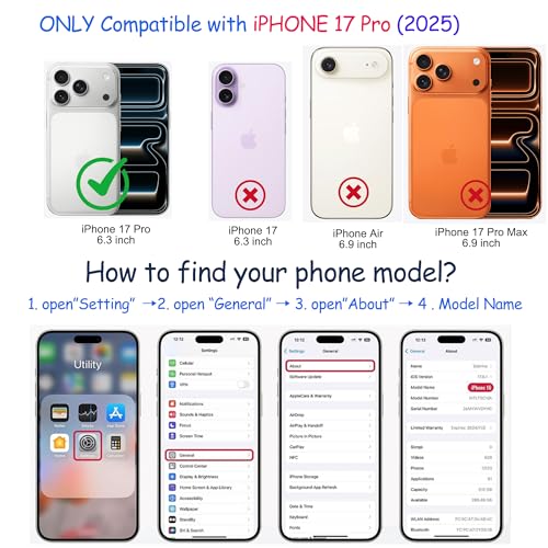ULAK Compatible with iPhone 17 Pro Wallet Case, Women PU Leather Shockproof Protective Folio Flip Cover with [RFID Blocking] Card Holder Kickstand for 17pro 6.3 inch 2025, Blue Glitter by ULAK - Used condition - Image 2