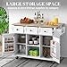 Rovibek Kitchen Island with Drawers 53 in Rolling Island Cart Mobile Solid Wood Portable Islands on Wheels with Storage Cabinet & Drawers, White