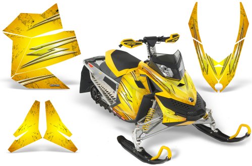 CreatorX Graphics Kit Decals Stickers for Ski-Doo Rev XP 2008-2018 Snowmobile Sled Wrap Decals Cold Fusion Yellow
