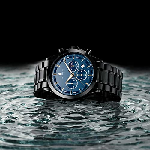 Image of Men's Watches 10 Bar Waterproof - Slim Fashion Wrist Watch for Men with Sliver /Black Stainless Steel /Leather Band Chronograph Wristwatches