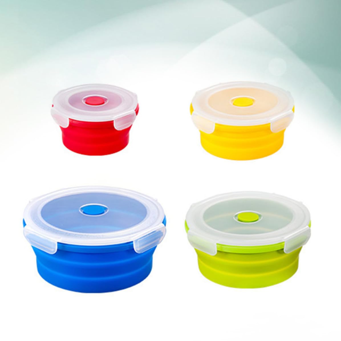 POPETPOP Contenitore Pranzo 4 Pezzi Rotondo in Silicone Pieghevole
