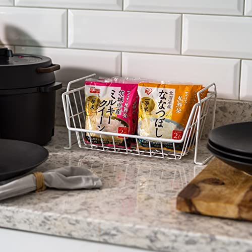 Iris Usa Small Modular Wire Stacking Storage Basket, 8"D X 14"W X 6"H, Great Storage For Pantry, Kitchen, Or Closet Organization, Stackable With Interlocking Legs, Multipurpose Home Organizer, White #TOP2