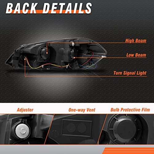 Axlaha 2006-2013 Chevy Impala Headlights Assembly For 2014-2015 Chevy Impala Limited / 2006-2007 Chevy Monte Carlo Chrome Housing Amber Reflector Replacement Driver And Passenger Side #TOP2