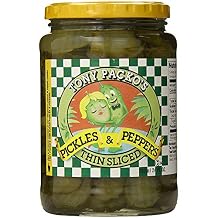 Tony Packos Thin Sliced Pickles and Peppers, 24 Ounce Jar