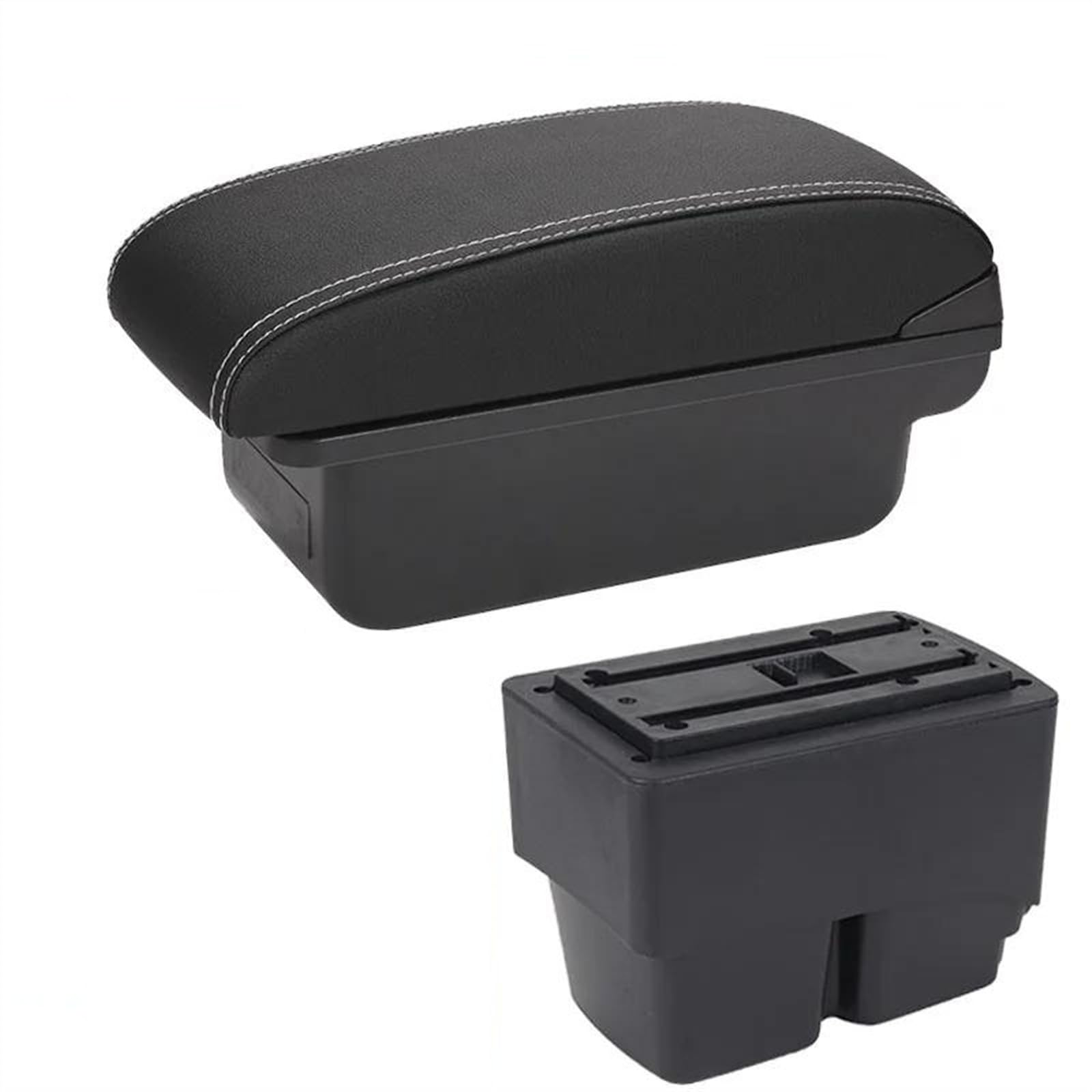 NMJLQW Storage Rack Car Center Console Storage Box Multifunctional Storage Box Interior Accessories For Fiesta(C3 Black white NOUSB)