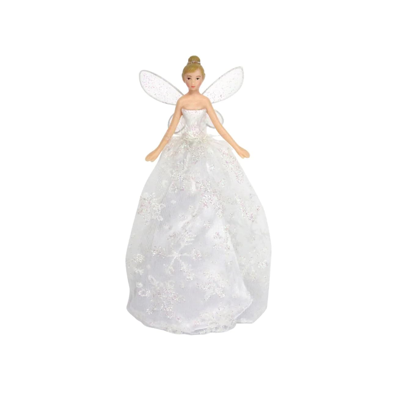 Gisela Graham : Christmas Decoration : Silver Glitter Tree Top Fairy, ONE, JNS_473068