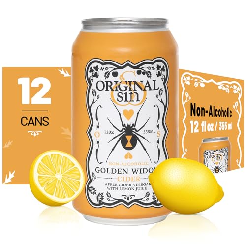 🍏🥇 10 Best Apple Cider Non Alcoholic For 2025 1 Original Sin Golden Widow NA Cider - 12oz Prebiotics Low Calorie Non-Alcoholic Cider Sugar Free Drinks - Sparkling Apple Cider Vinegar Drink with 15% Fruit Juice - Carbonated Lemon Cider Drinks